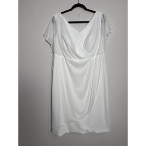 Azazie Ivory Flutter Sleeve Waverly Dress SZ 18 Bridal Cocktail Special Occasion